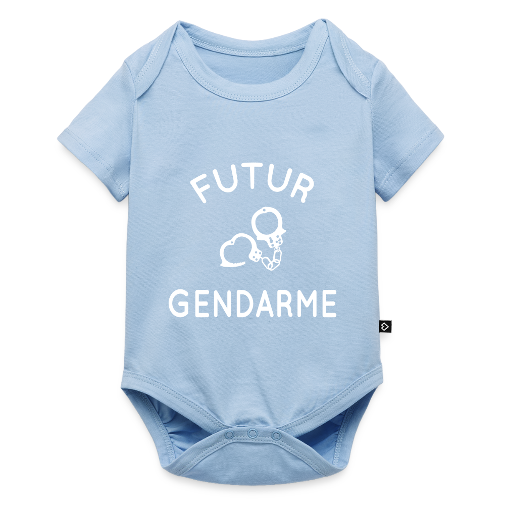 Body Bébé bio manches courtes - Futur gendarme - bleu clair