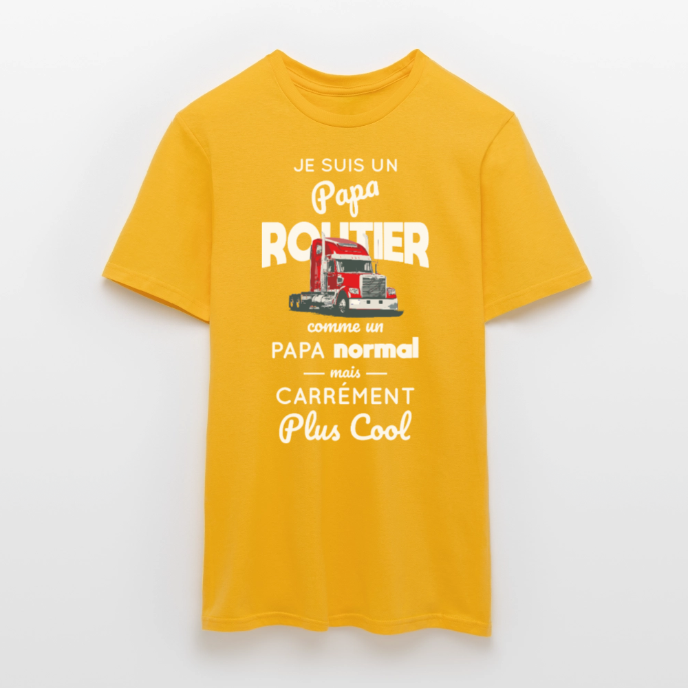 T-shirt Homme - Papa routier plus cool - jaune