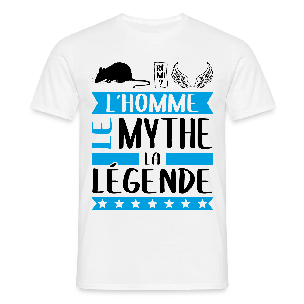 T-shirt homme coloris clair Raphaël en rébus – L’homme, le mythe, la légende - blanc