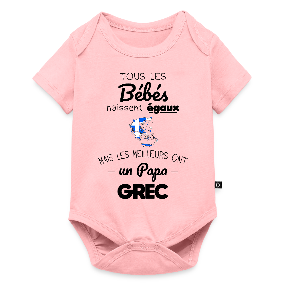 Body Bébé bio manches courtes - Les Meilleurs Ont Un Papa Grec - rose