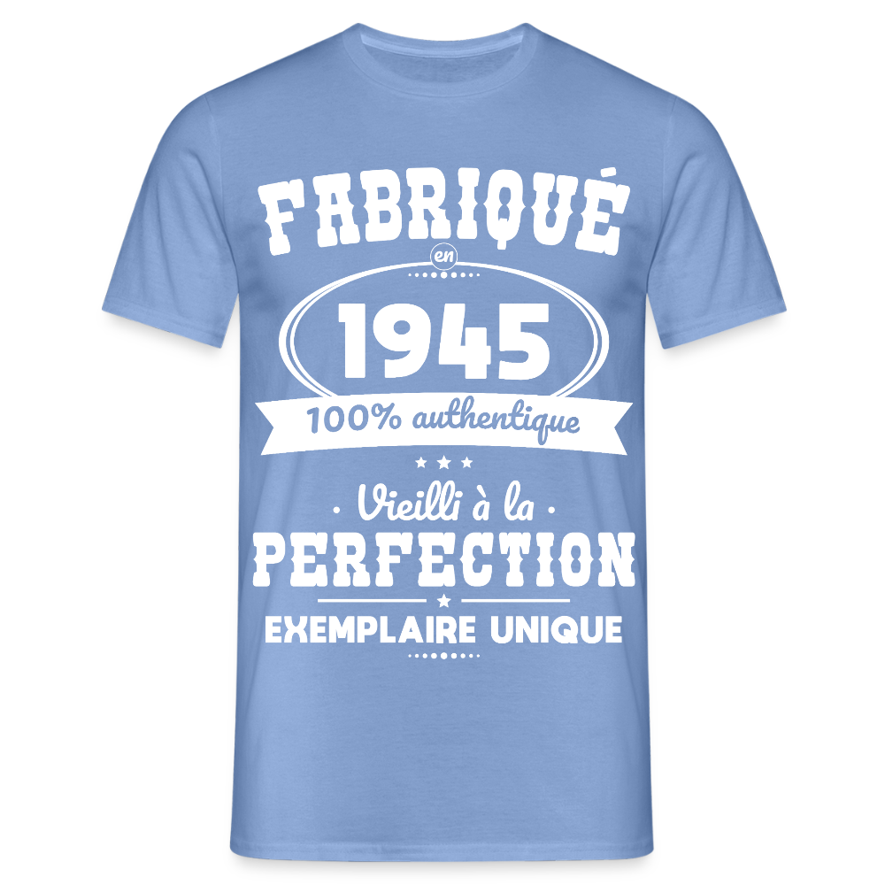 T-shirt Homme - Anniversaire 80 Ans - Fabriqué en 1945 - carolina blue