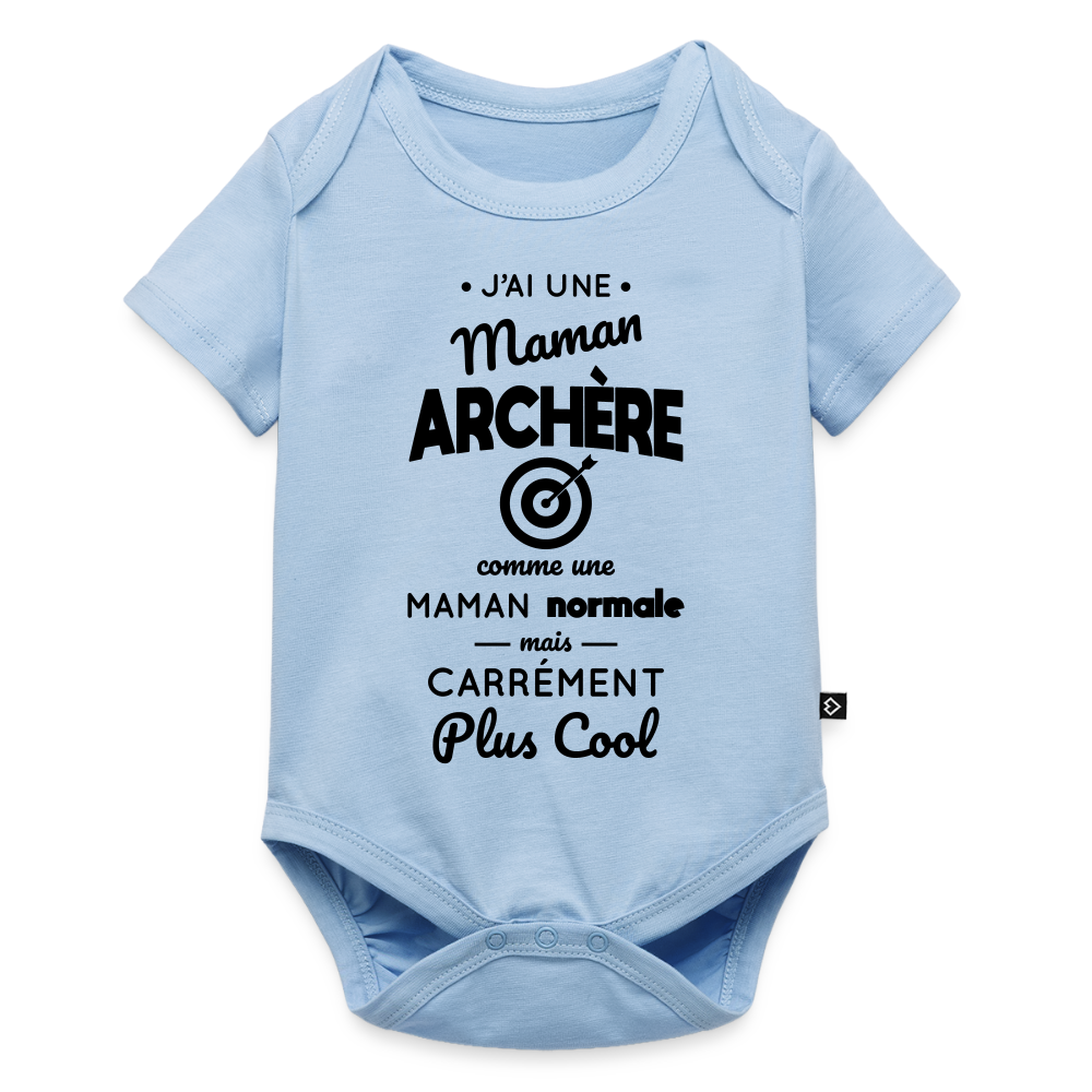 Body Bébé bio manches courtes - J'ai une maman archère - bleu clair