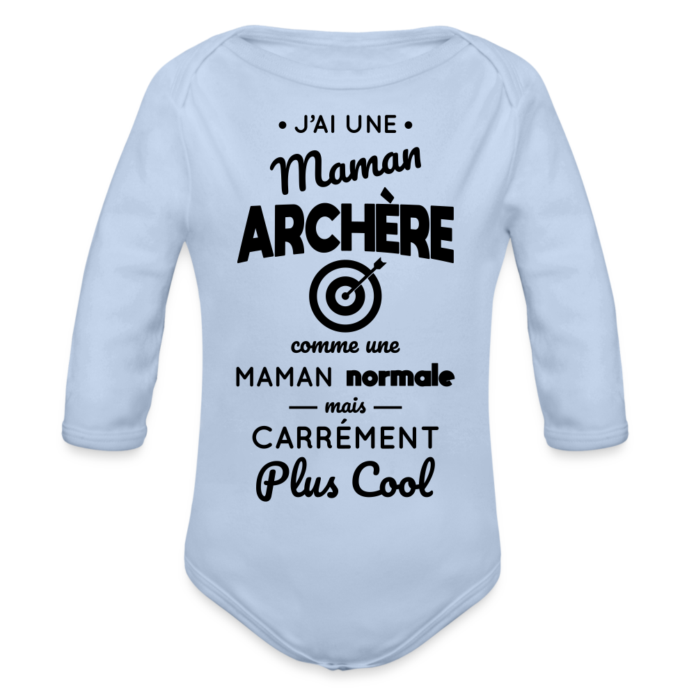Body Bébé bio manches longues - J'ai une maman archère - ciel