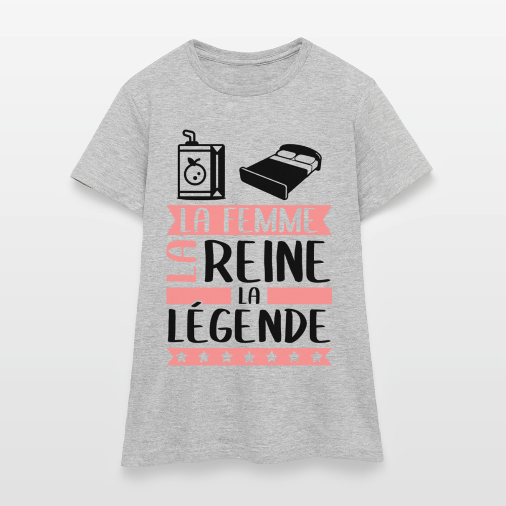 T-shirt femme coloris clair Julie rébus – La femme, la reine, la légend - gris chiné