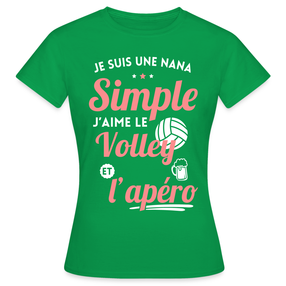 T-shirt Femme - J'aime le volley et l'apéro - vert