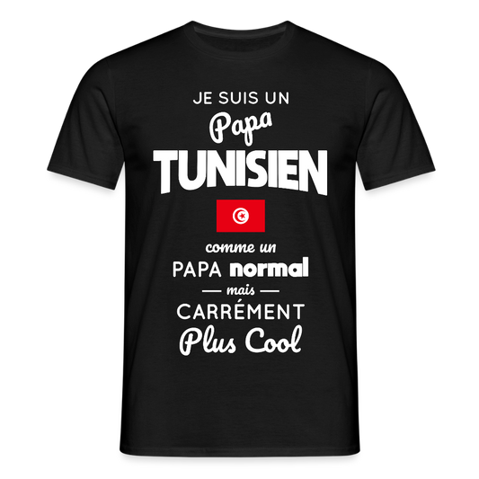 T-shirt Homme - Papa Tunisien Plus Cool - noir