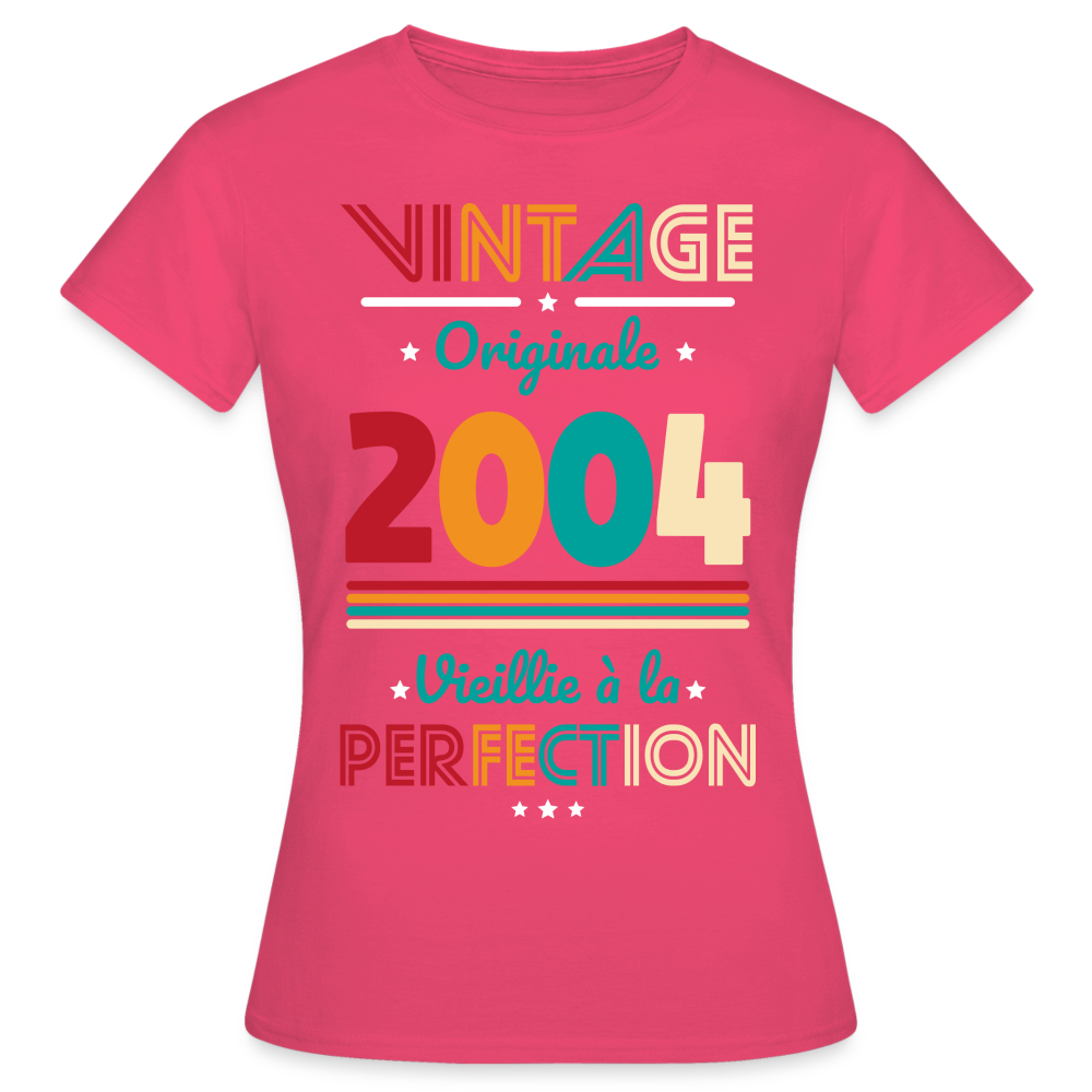 T-shirt Femme - Anniversaire 21 Ans - Vintage Originale 2004 - rose azalée
