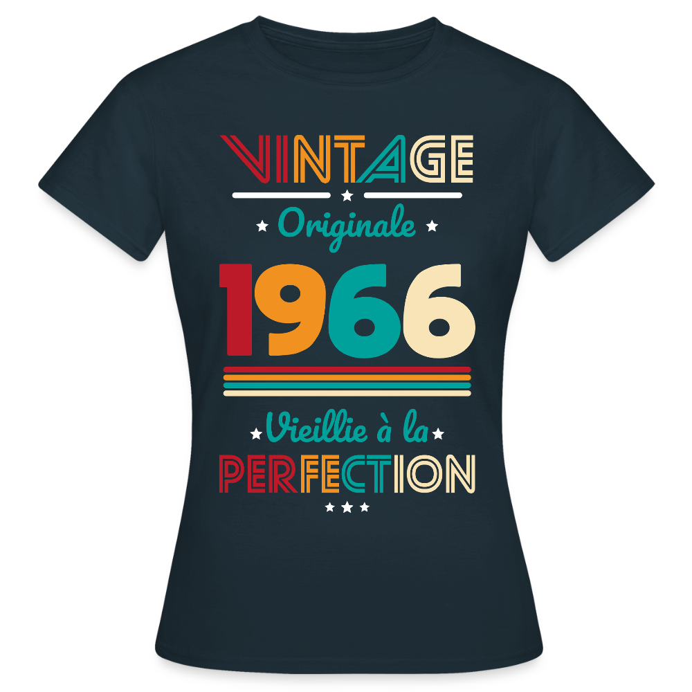 T-shirt anniversaire femme 60 ans – Vintage, originale, 1966 - marine