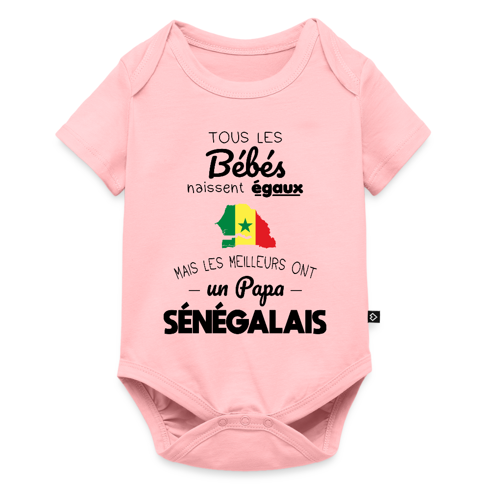 Body Bébé bio manches courtes - Les Meilleurs Ont Un Papa Sénégalais - rose