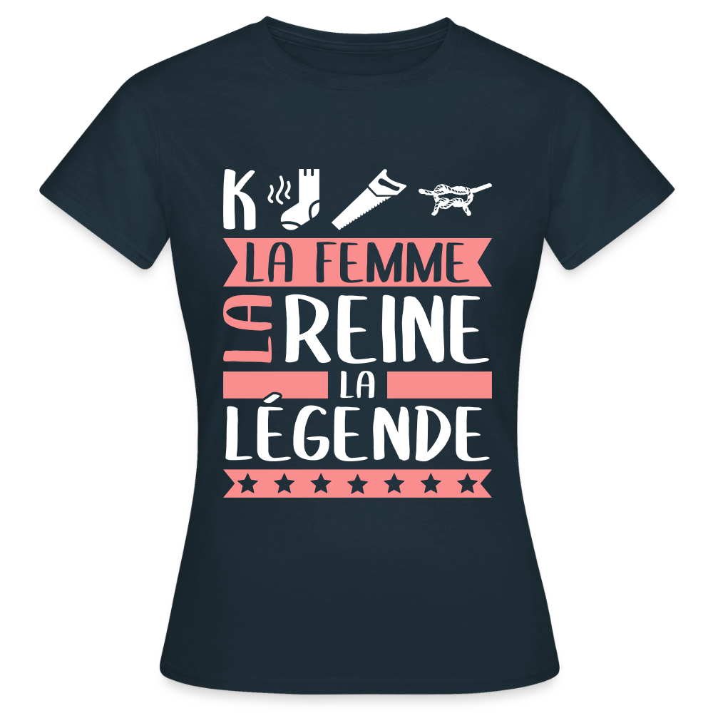 T-shirt femme Capucine rébus – La femme, la reine, la légende - marine