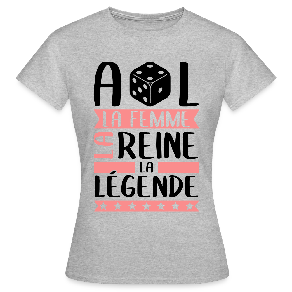 T-shirt femme coloris clair Adèle rébus – La femme, la reine, la légende - gris chiné