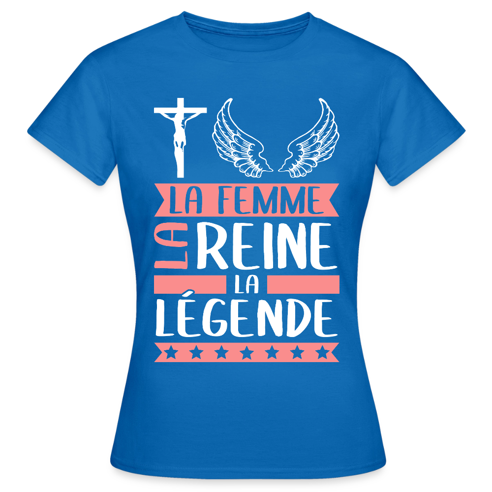 T-shirt femme Christelle rébus – La femme, la reine, la légende - bleu royal