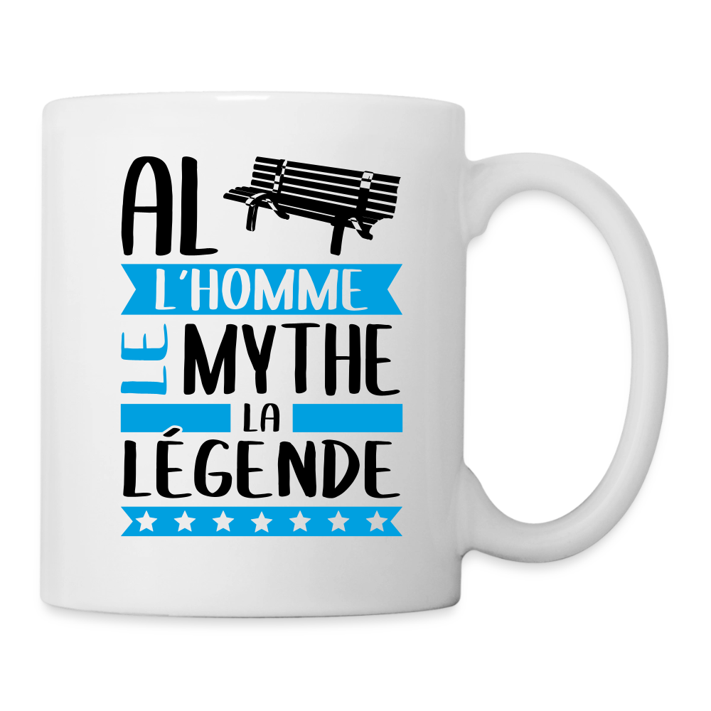 Mug blanc Alban rébus – L’homme, le mythe, la légende - blanc
