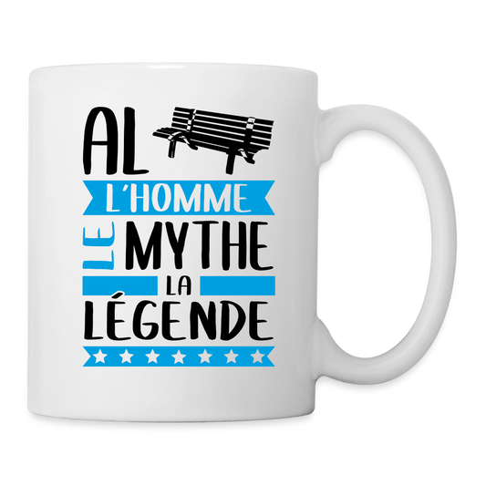 Mug blanc Alban rébus – L’homme, le mythe, la légende - blanc