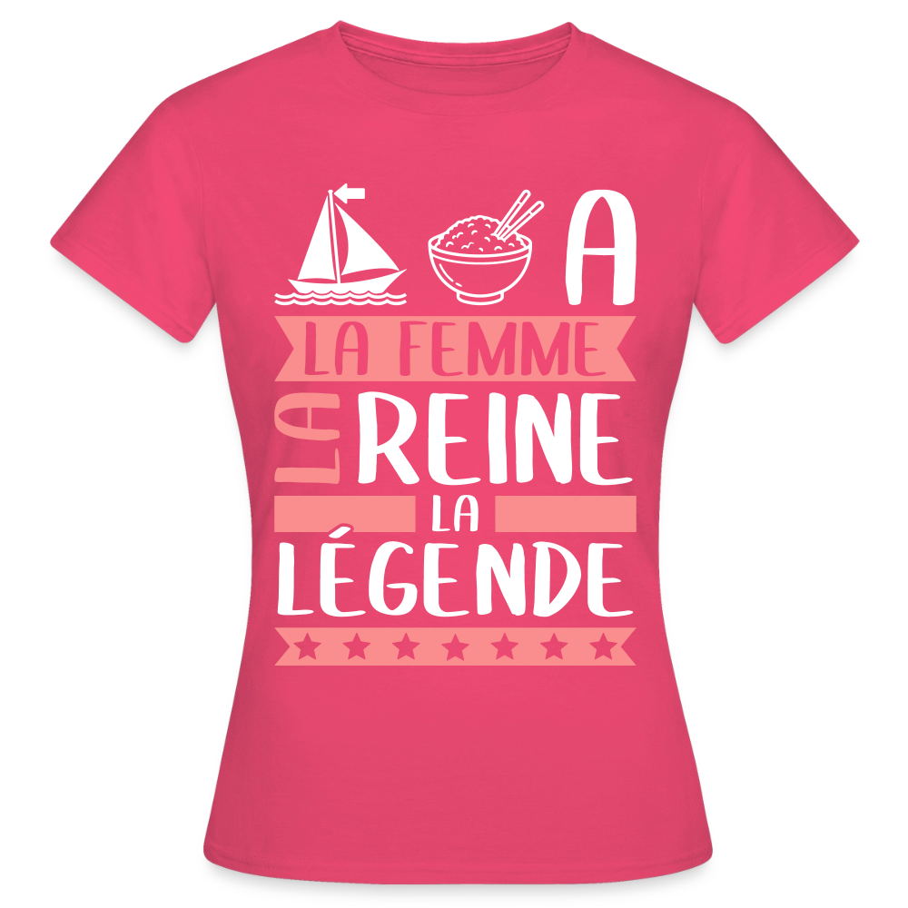 T-shirt femme Maria rébus – La femme, la reine, la légende - rose azalée