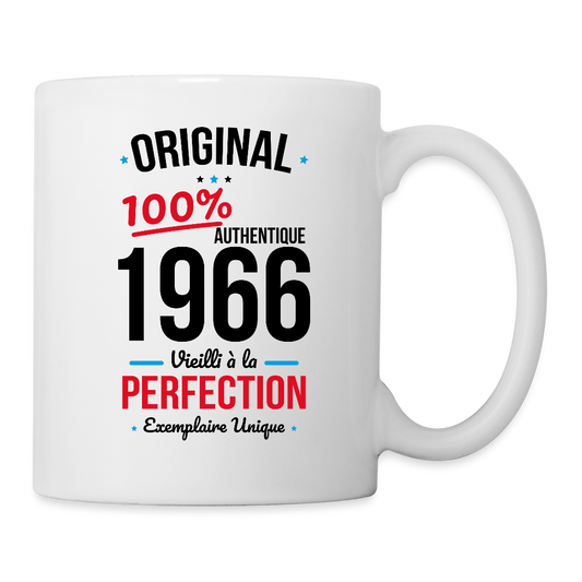 Mug blanc anniversaire 60 ans Homme – Original 1966 Authentique - blanc