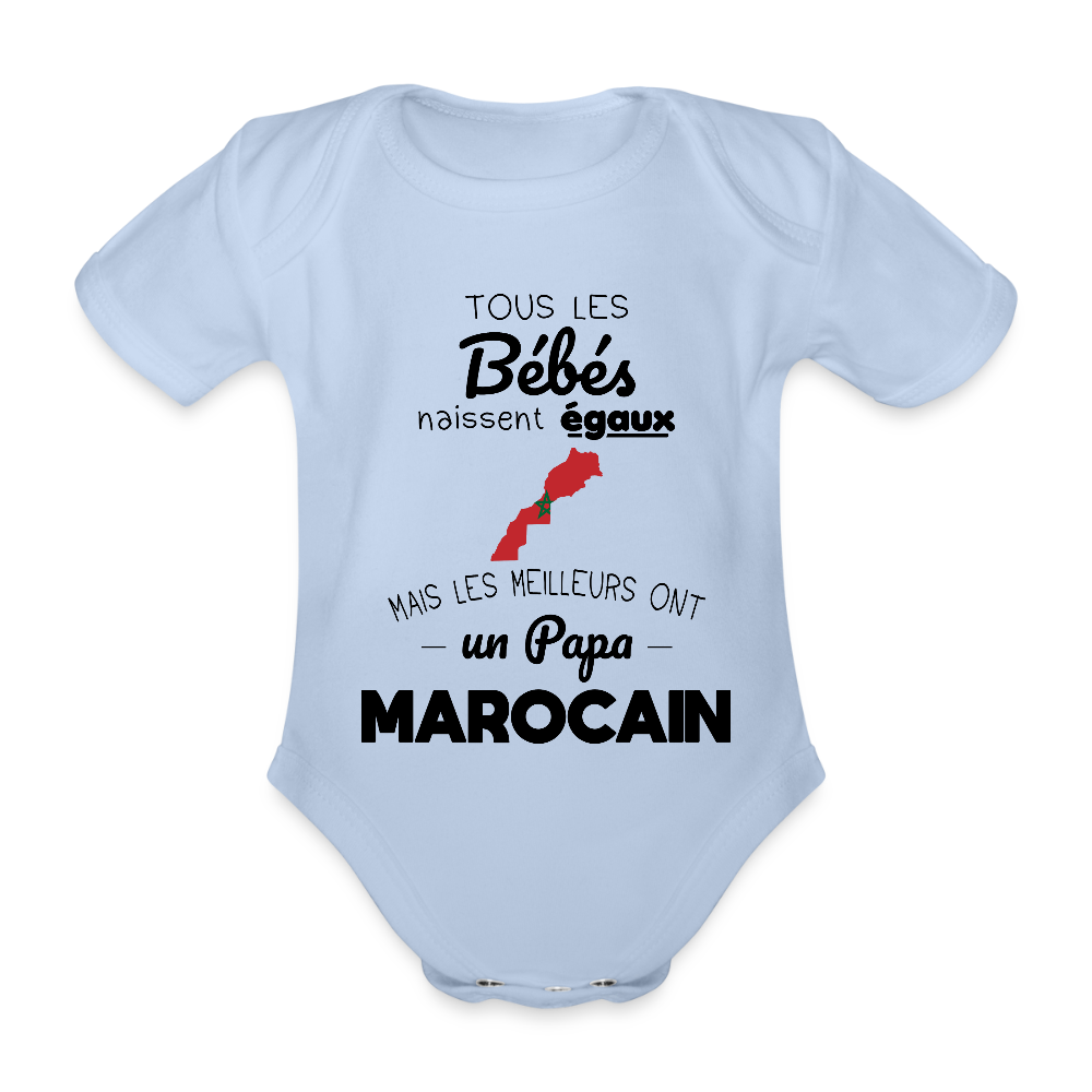 Body Bébé bio manches courtes - Les Meilleurs Ont Un Papa Marocain - ciel