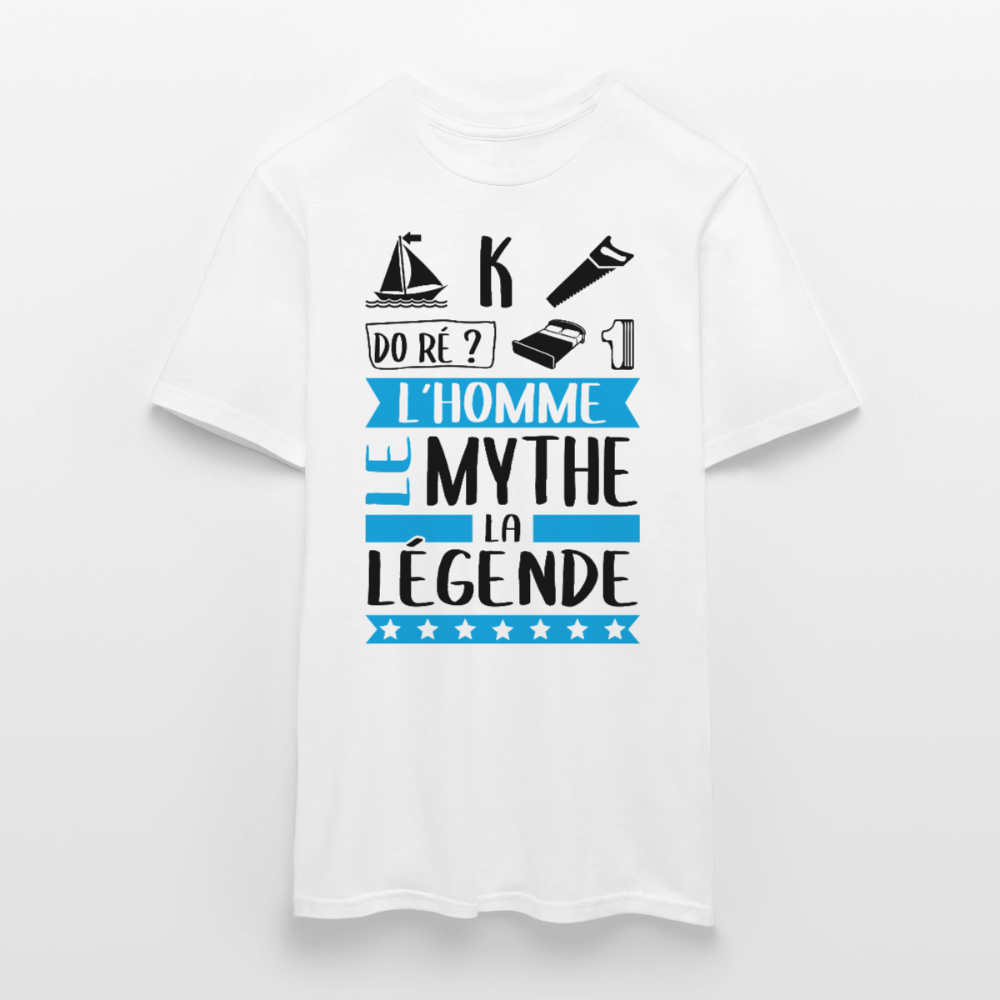 T-shirt homme coloris clair Maximilien en rébus – L’homme, le mythe, la légende - blanc