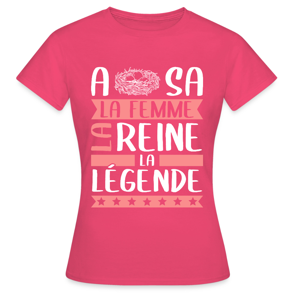 T-shirt femme Anissa rébus – La femme, la reine, la légende - rose azalée