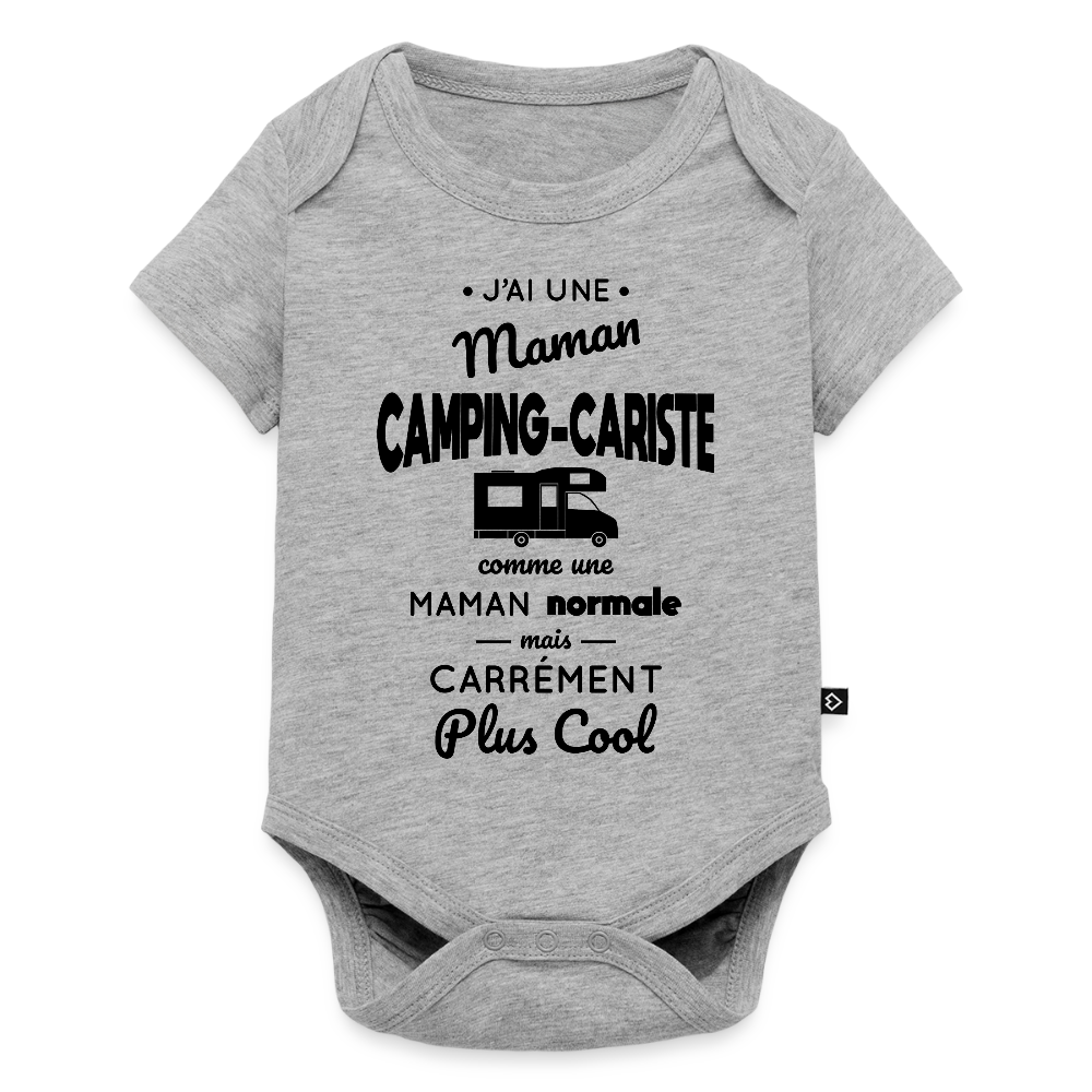Body Bébé bio manches courtes - J'ai une maman camping-cariste - gris chiné