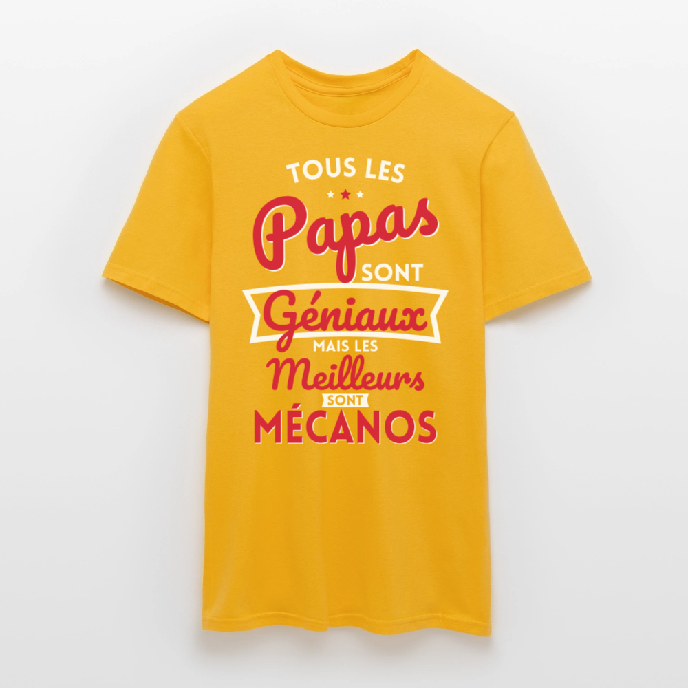 T-shirt Homme - Papas géniaux - Les meilleurs sont mécanos - jaune