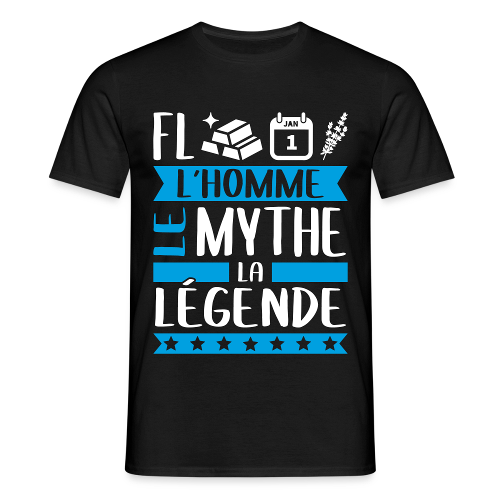 T-shirt homme Florentin rébus – L’homme, le mythe, la légende - noir