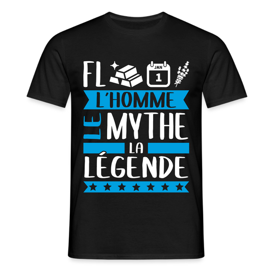 T-shirt homme Florentin rébus – L’homme, le mythe, la légende - noir