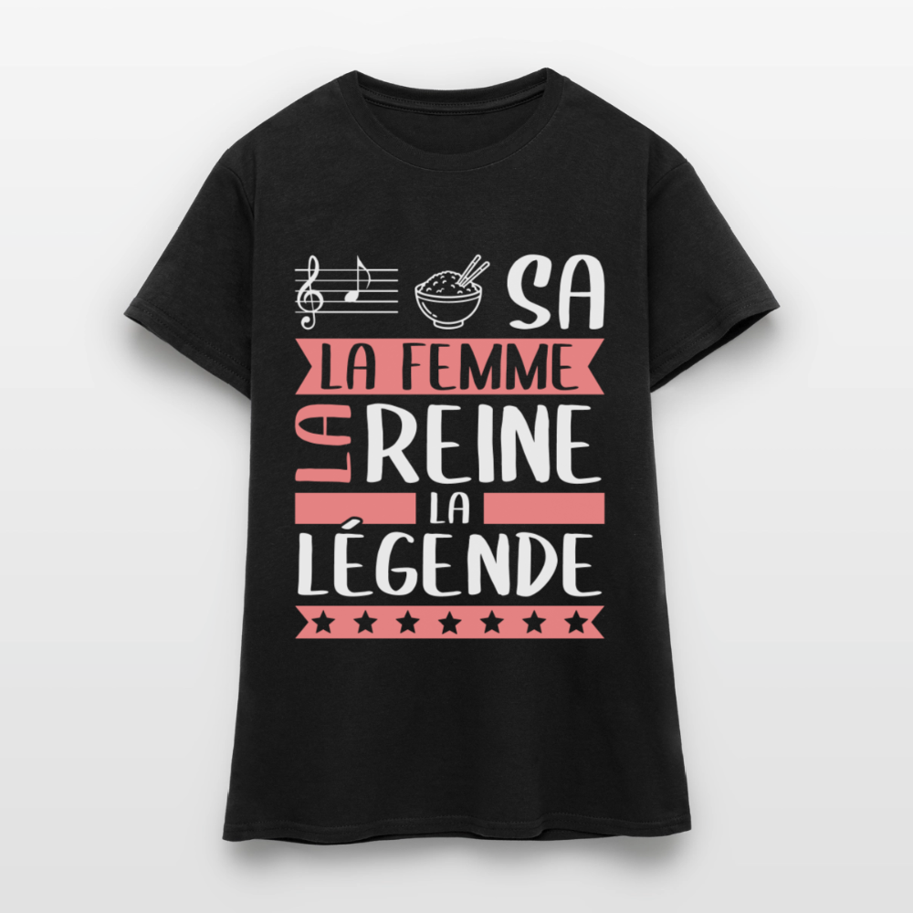T-shirt femme Larissa rébus – La femme, la reine, la légende - noir