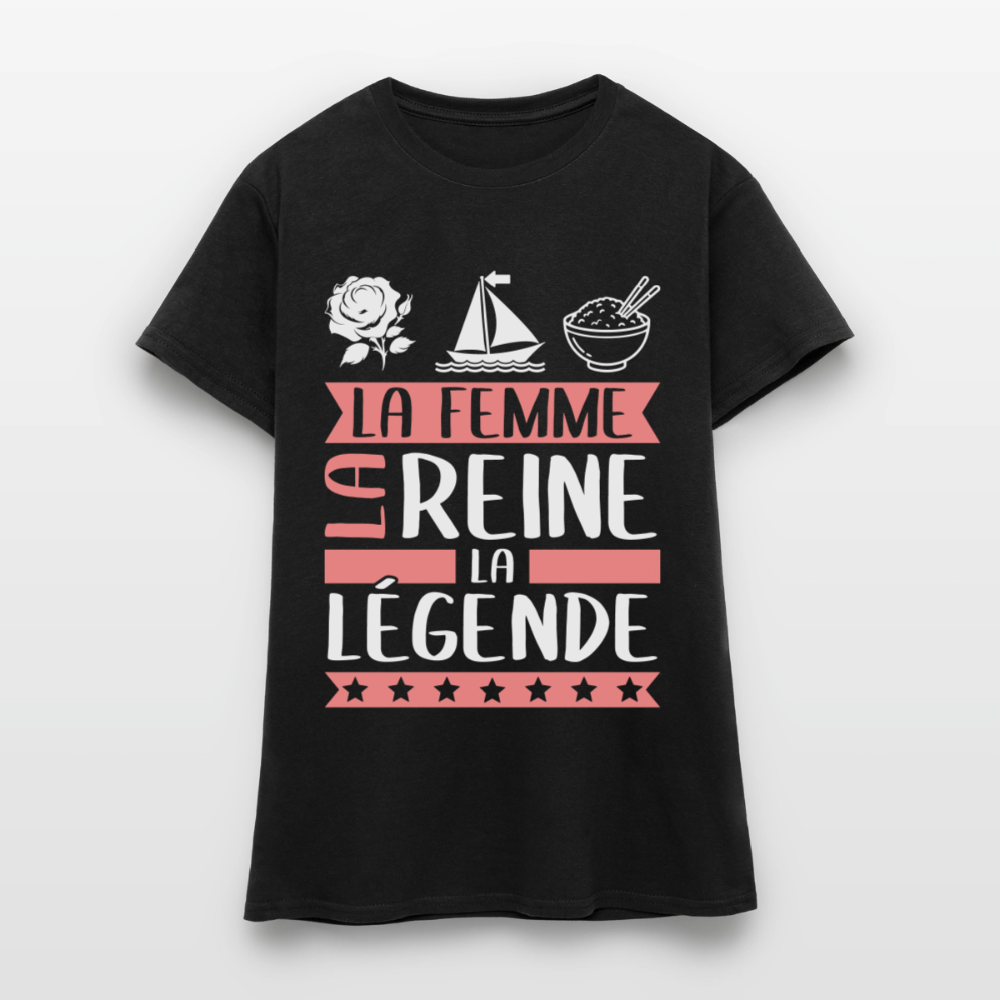 T-shirt femme Rose-Marie rébus – La femme, la reine, la légende - noir