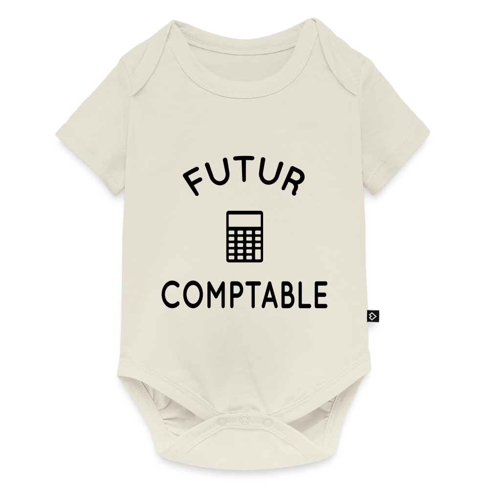 Body Bébé bio manches courtes - Futur comptable - blanc cassé