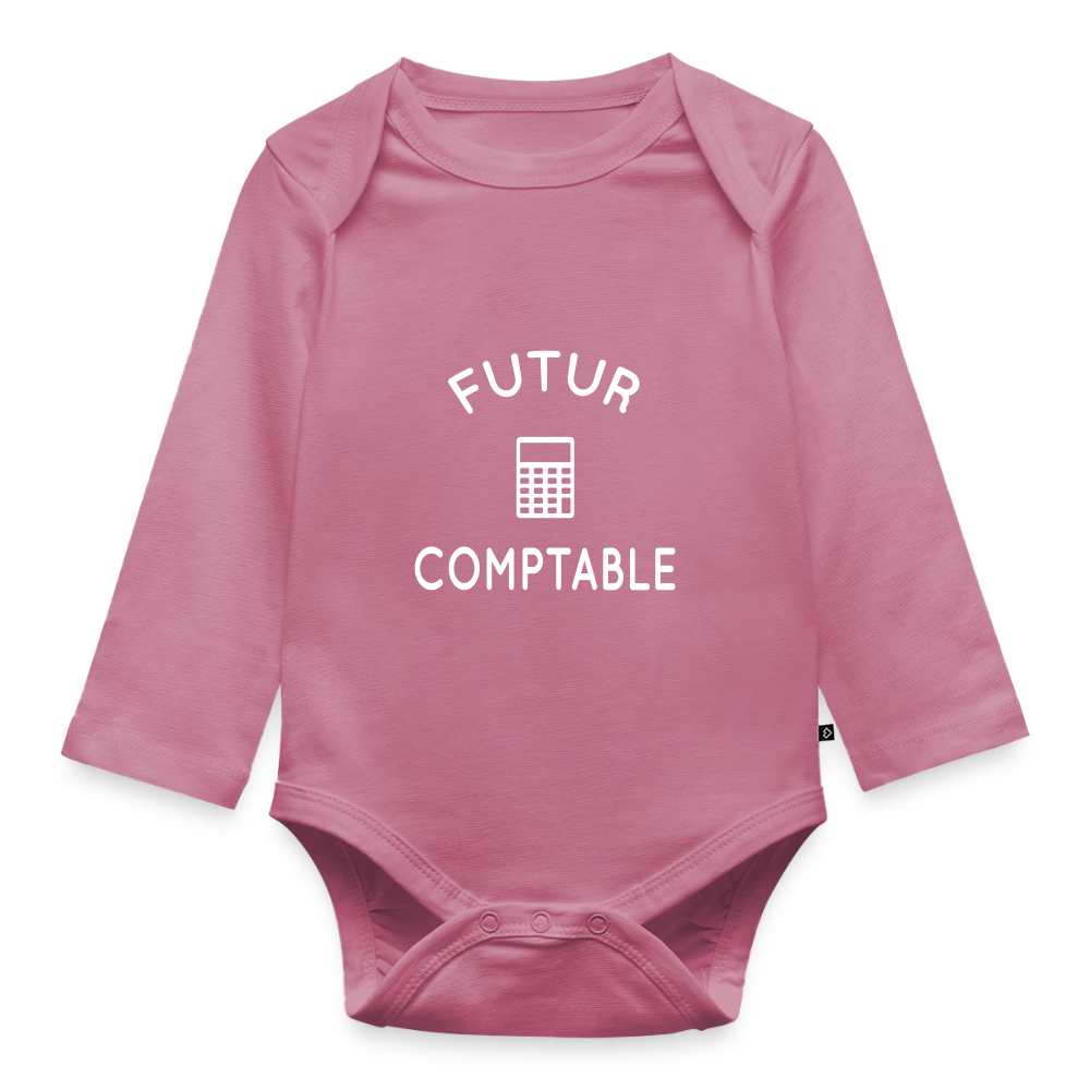 Body Bébé bio manches longues - Futur comptable - mauve