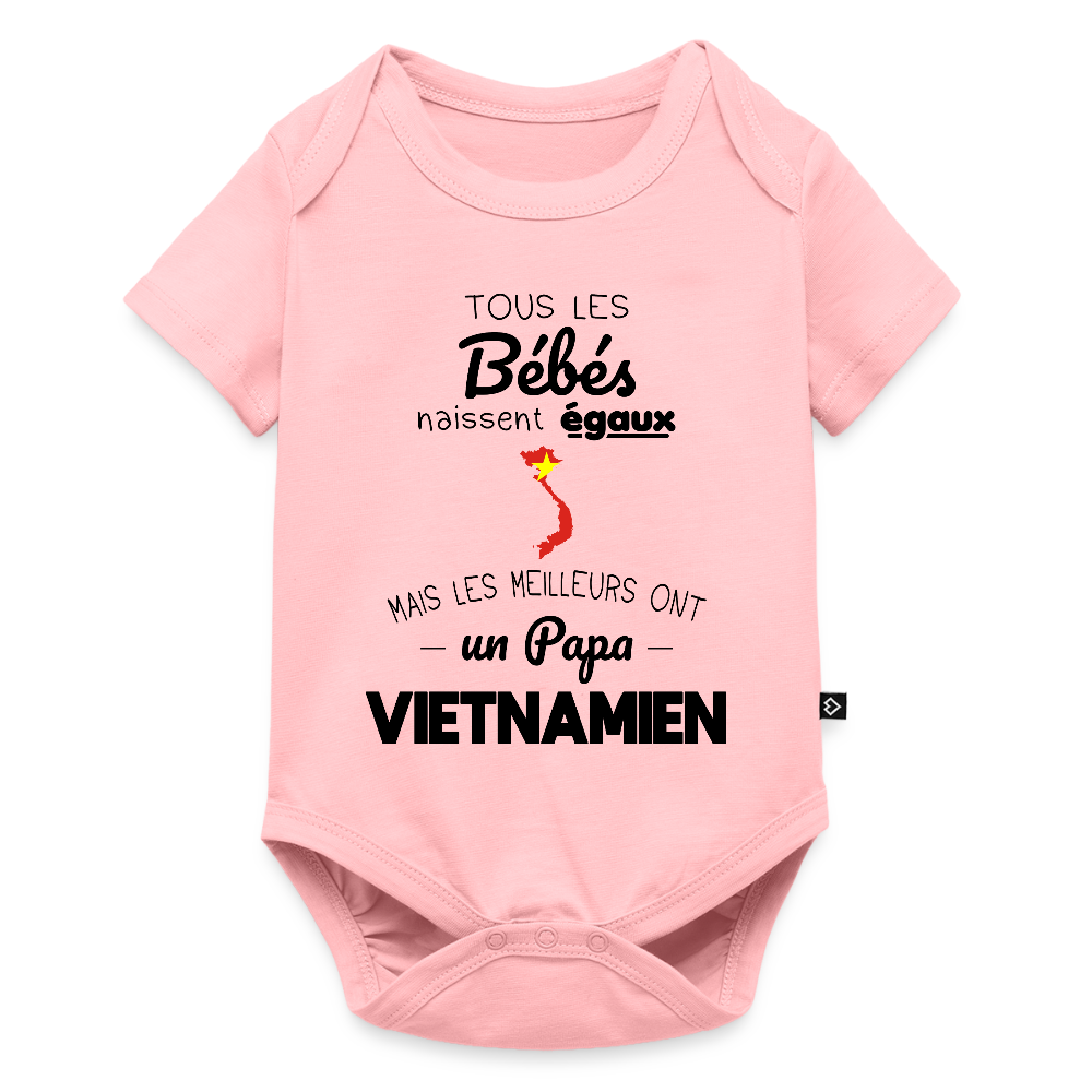Body Bébé bio manches courtes - Les Meilleurs Ont Un Papa Vietnamien - rose