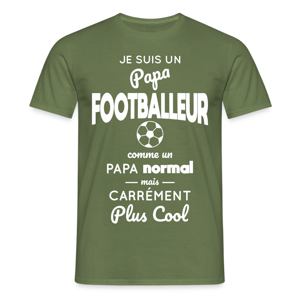 T-shirt Homme - Papa footballeur plus cool - vert militaire