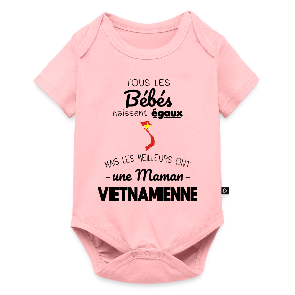 Body Bébé bio manches courtes - Les Meilleurs Ont Une Maman Vietnamienne - rose