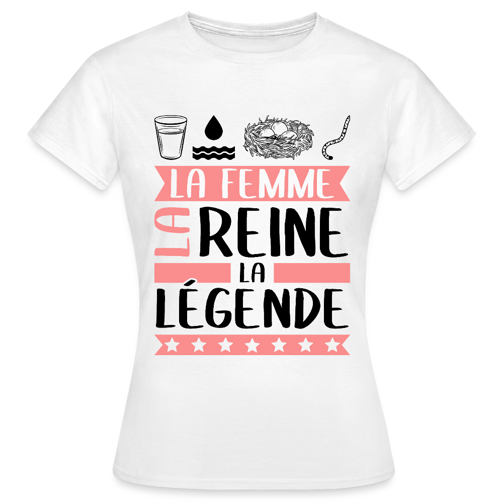 T-shirt femme coloris clair Véronique en rébus – La femme, la reine, la légende - blanc