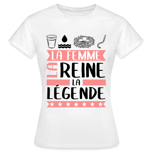 T-shirt femme coloris clair Véronique en rébus – La femme, la reine, la légende - blanc