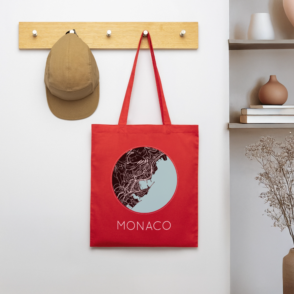 Tote Bag Monaco Bio – Plan de Monaco - rouge