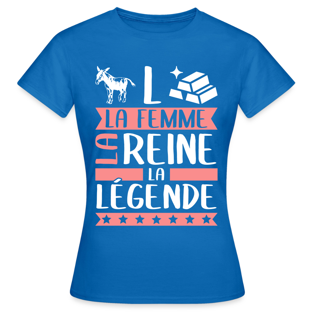 T-shirt femme Anne-Laure rébus – La femme, la reine, la légende - bleu royal
