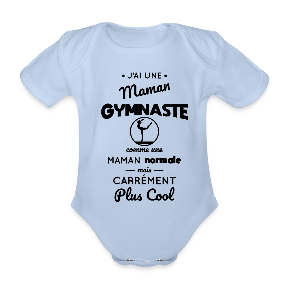 Body Bébé bio manches courtes - J'ai une maman gymnaste - ciel
