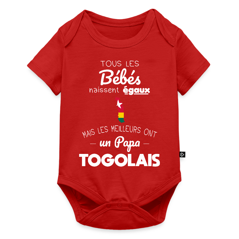 Body Bébé bio manches courtes - Les Meilleurs Ont Un Papa Togolais - rouge