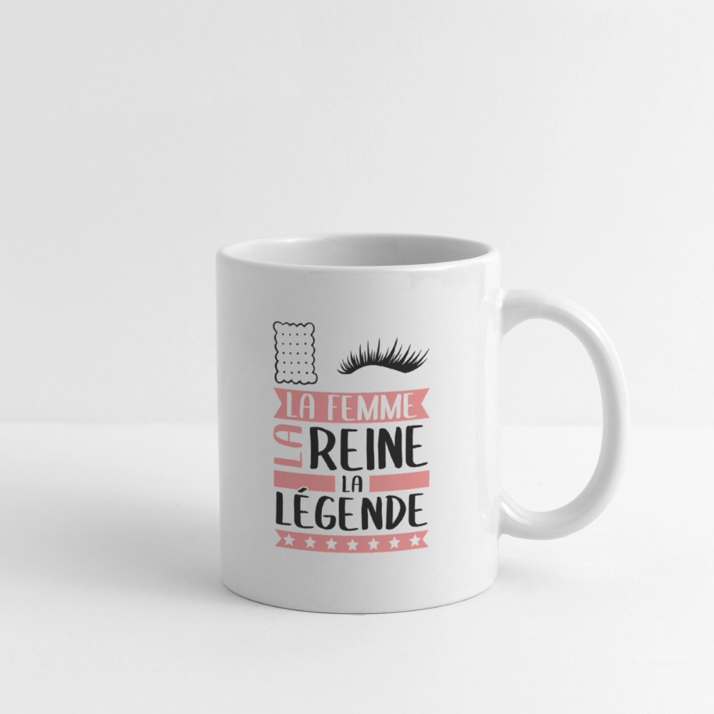 Mug blanc Lucile rébus – La femme, la reine, la légende - blanc