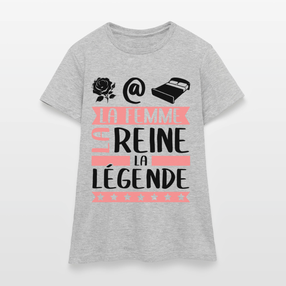 T-shirt femme coloris clair Rosalie rébus – La femme, la reine, la légende - gris chiné