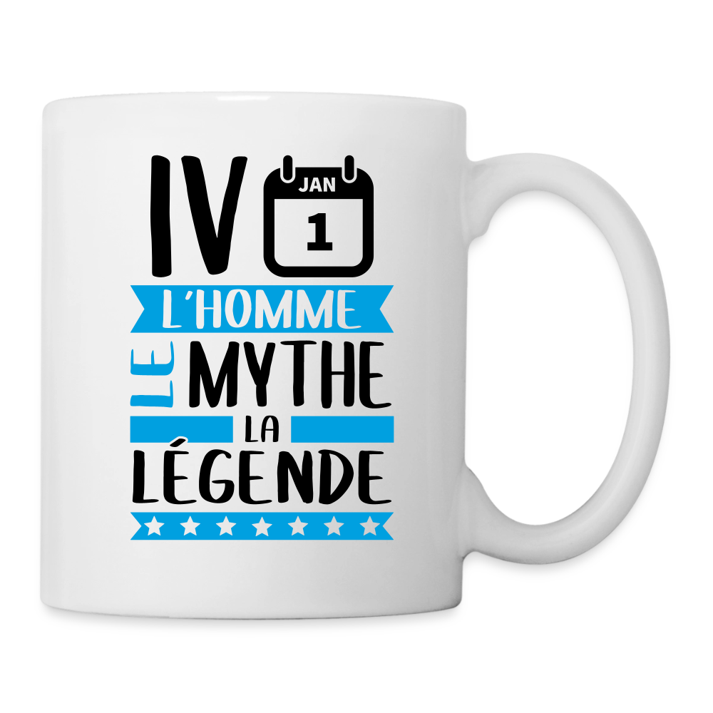 Mug blanc Yvan rébus – L’homme, le mythe, la légende - blanc