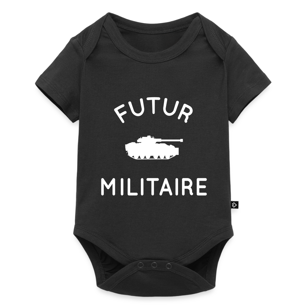 Body Bébé bio manches courtes - Futur militaire - noir
