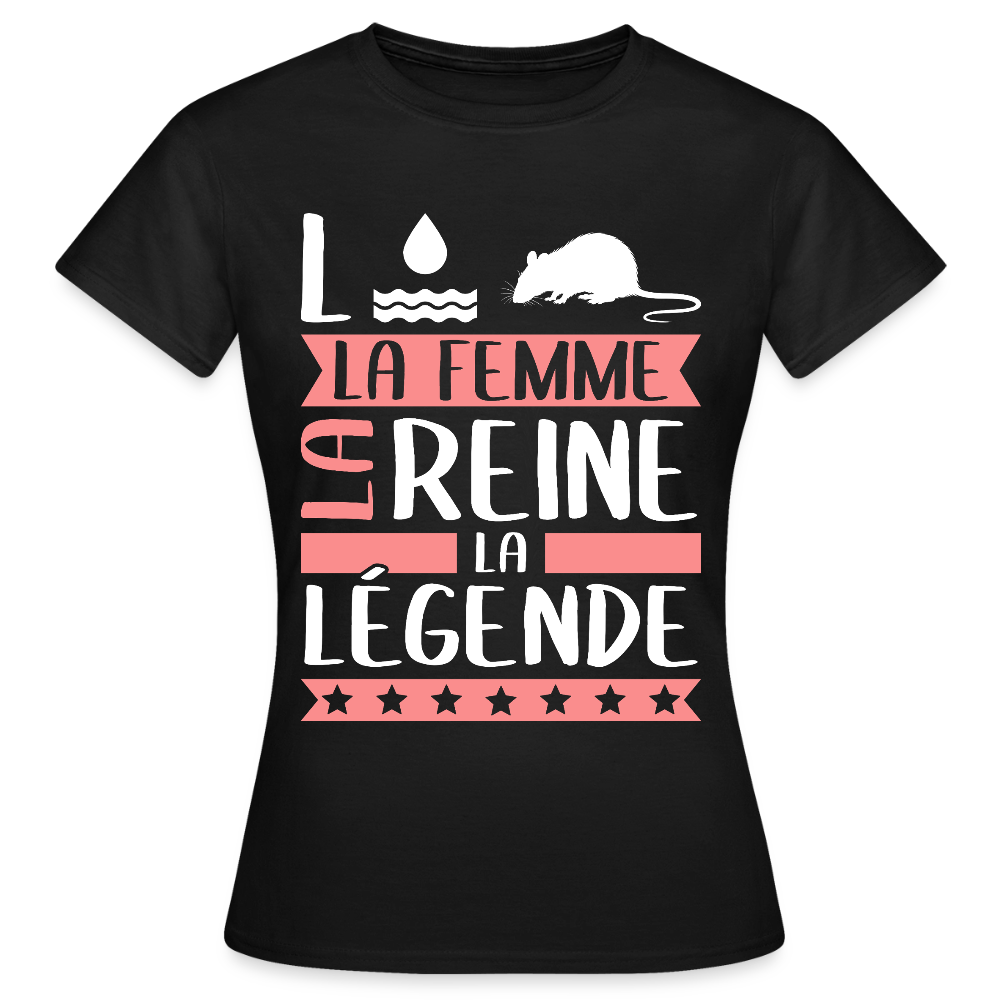 T-shirt femme Laura rébus – La femme, la reine, la légende - noir