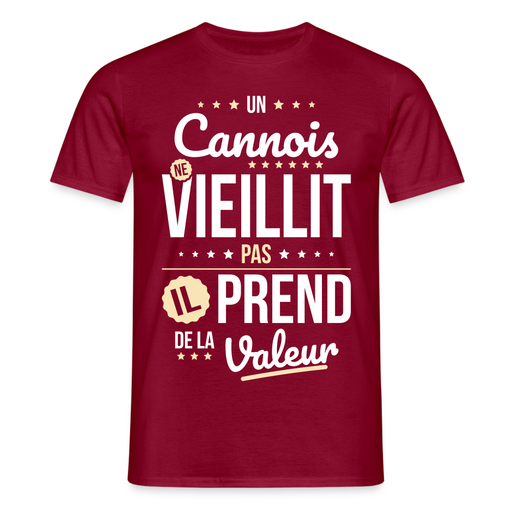 T-shirt Homme - Un Cannois ne vieillit pas - rouge brique