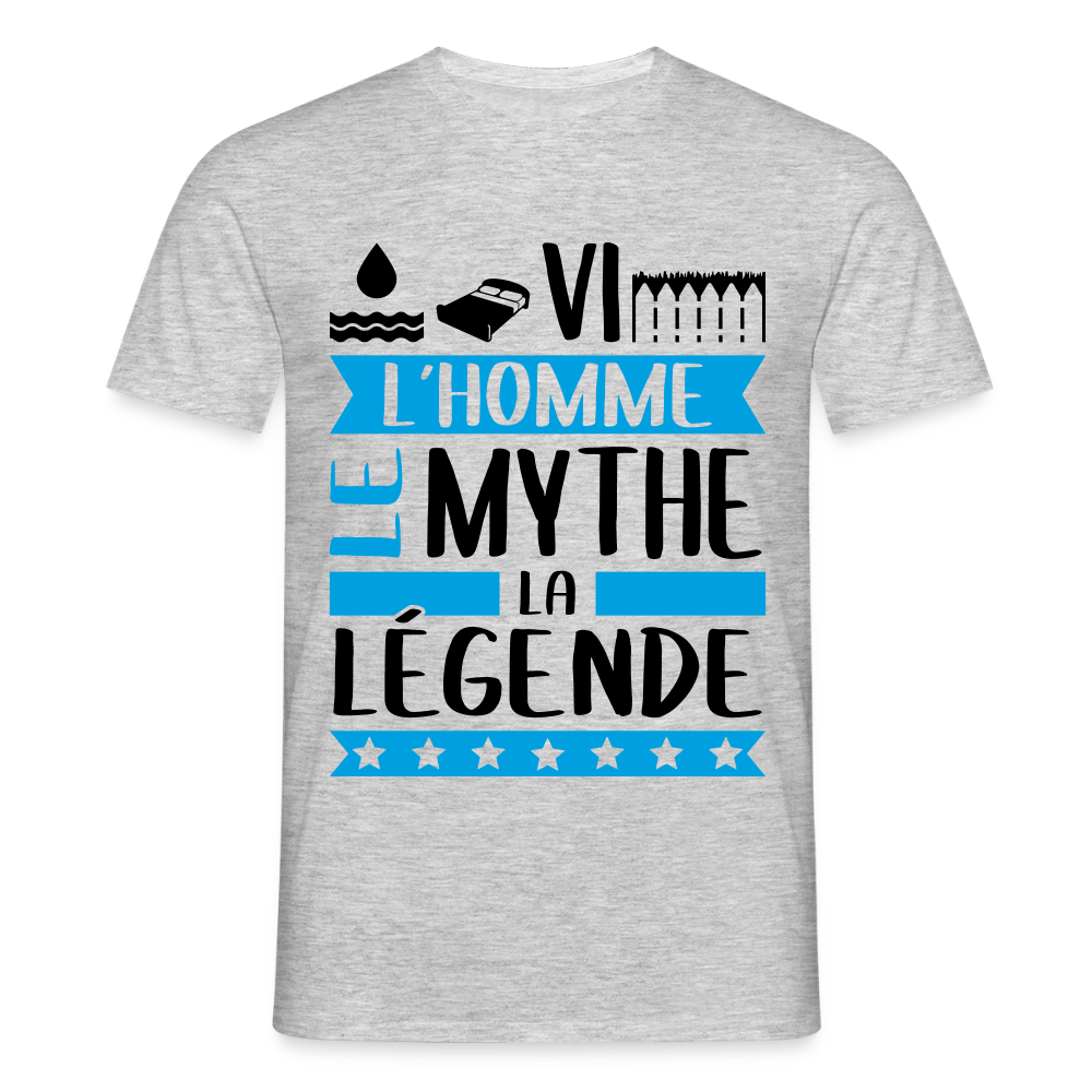 T-shirt homme coloris clair Olivier en rébus – L’homme, le mythe, la légende - gris chiné