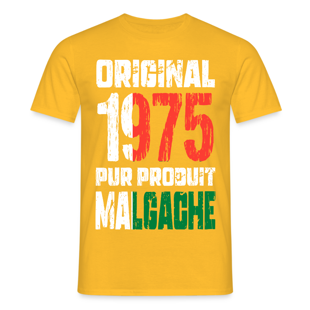 T-shirt Homme - Anniversaire 50 Ans - Original 1975 - Pur produit Malgache - jaune