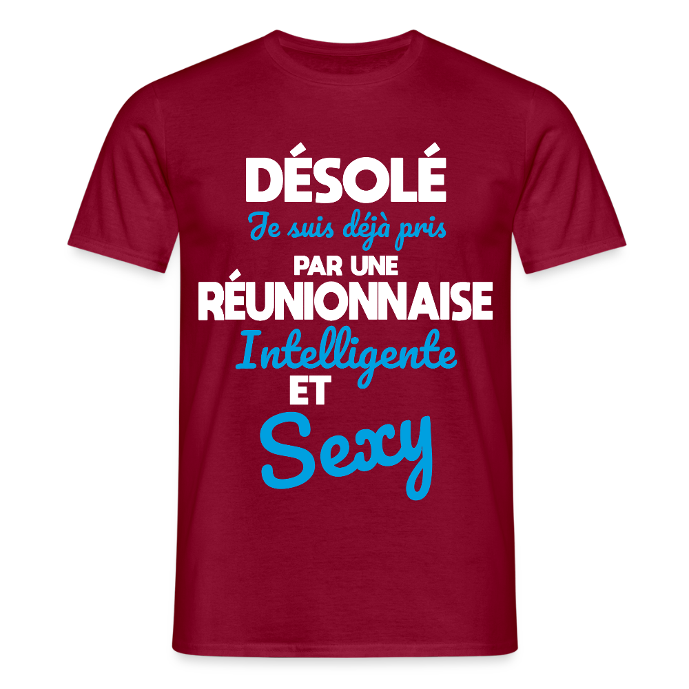 T-shirt Homme -  Je suis déjà pris par une Réunionnaise intelligente et sexy - rouge brique