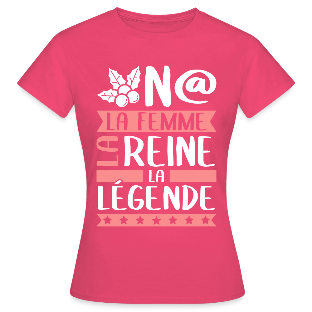 T-shirt femme Oona rébus – La femme, la reine, la légende - rose azalée